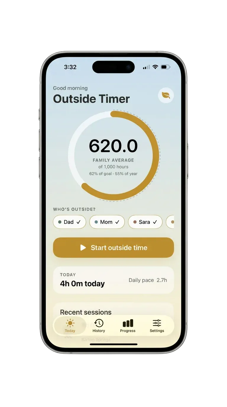Outside Timer yearly goal ring in a warm summer color theme