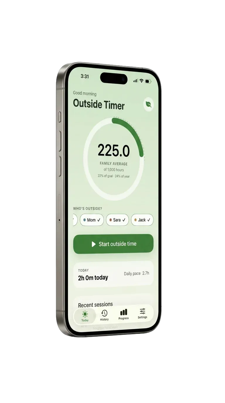 Outside Timer shown in a green spring color theme